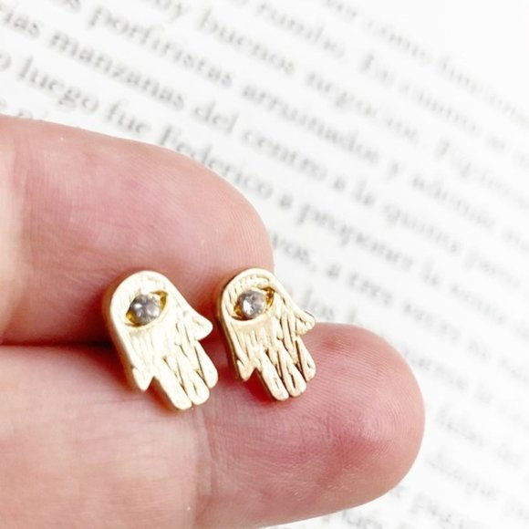 Alquimia Jewelry - GOLD HAMSA HAND DIAMOND STUDS